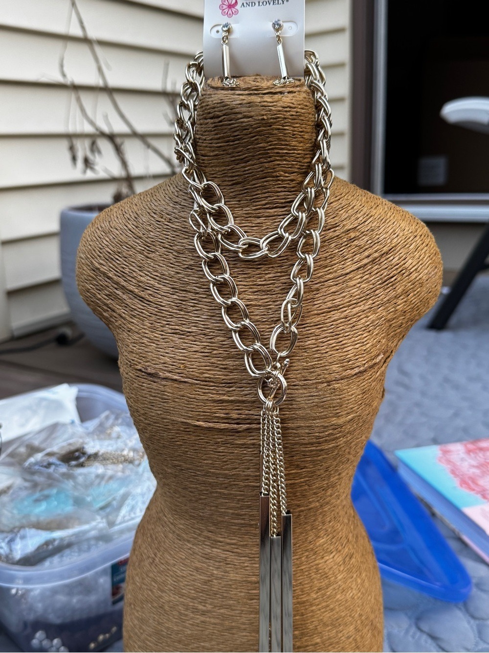 Stylish Gold-Tone Layered Link Necklace by